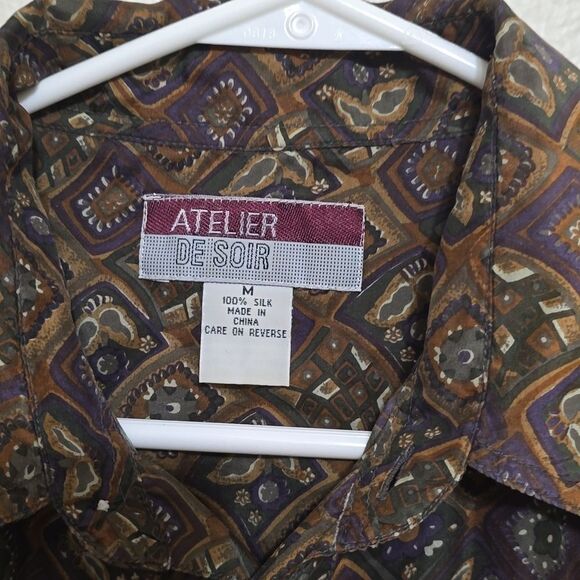 ATELIER DE SOIR ARTSY SILK MEN'S SHIRT SIZE MEDIUM - Picture 2 of 8